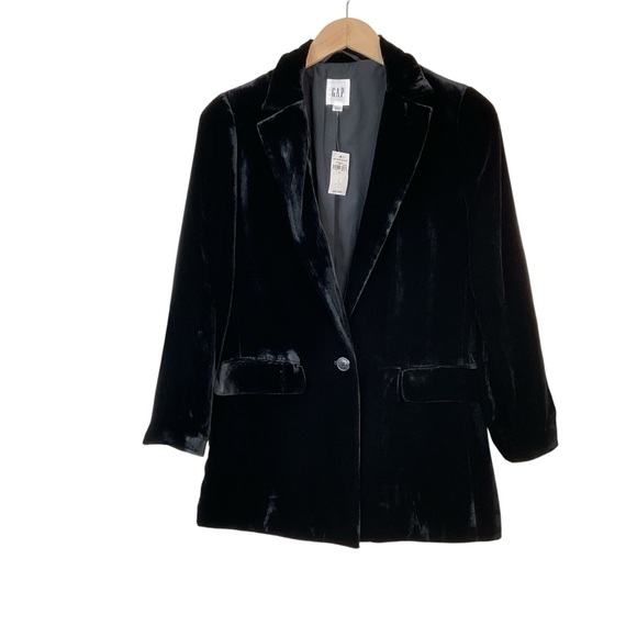GAP Jackets & Blazers - Gap Velvet Blazer Black Lightweight Notch Collar Size 2